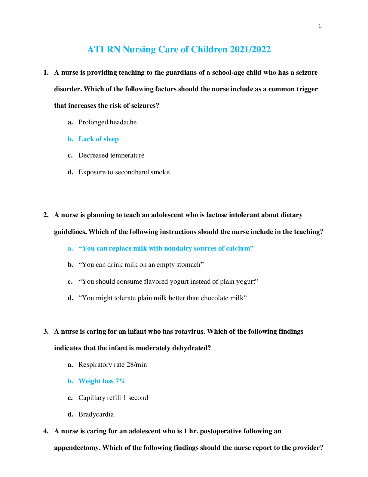Preview image for ATI RN Nursing Care of Children 2021/2022
